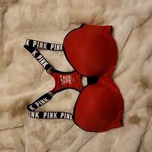PINK Victoria's Secret Red Pushup Padded Sports Bra